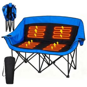 Oversized Heated Camping Chair, Patio Lounge Chairs With 3 Heat Levels, Portable Folding Heated Chair Round Moon Saucer Folding Lawn Chair Outdoo (Option: Blue)