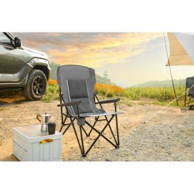 High Back Heavy Duty Red Portable Foldable Lawn Chair With Cup Holder (Option: Gray)