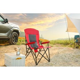 High Back Heavy Duty Red Portable Foldable Lawn Chair With Cup Holder (Option: Red)